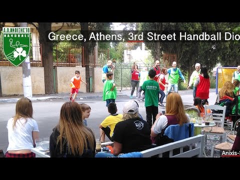 Greece, Athens, 3rd Street Handball Dionysos Event at Anixis-Stamata Avenue in Anixi Square